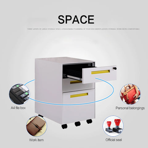 Office equipment mobile cabinet pedestal movable drawer cabinet metal filing cabinet with 3 drawers rollendearsip kantor kabinet